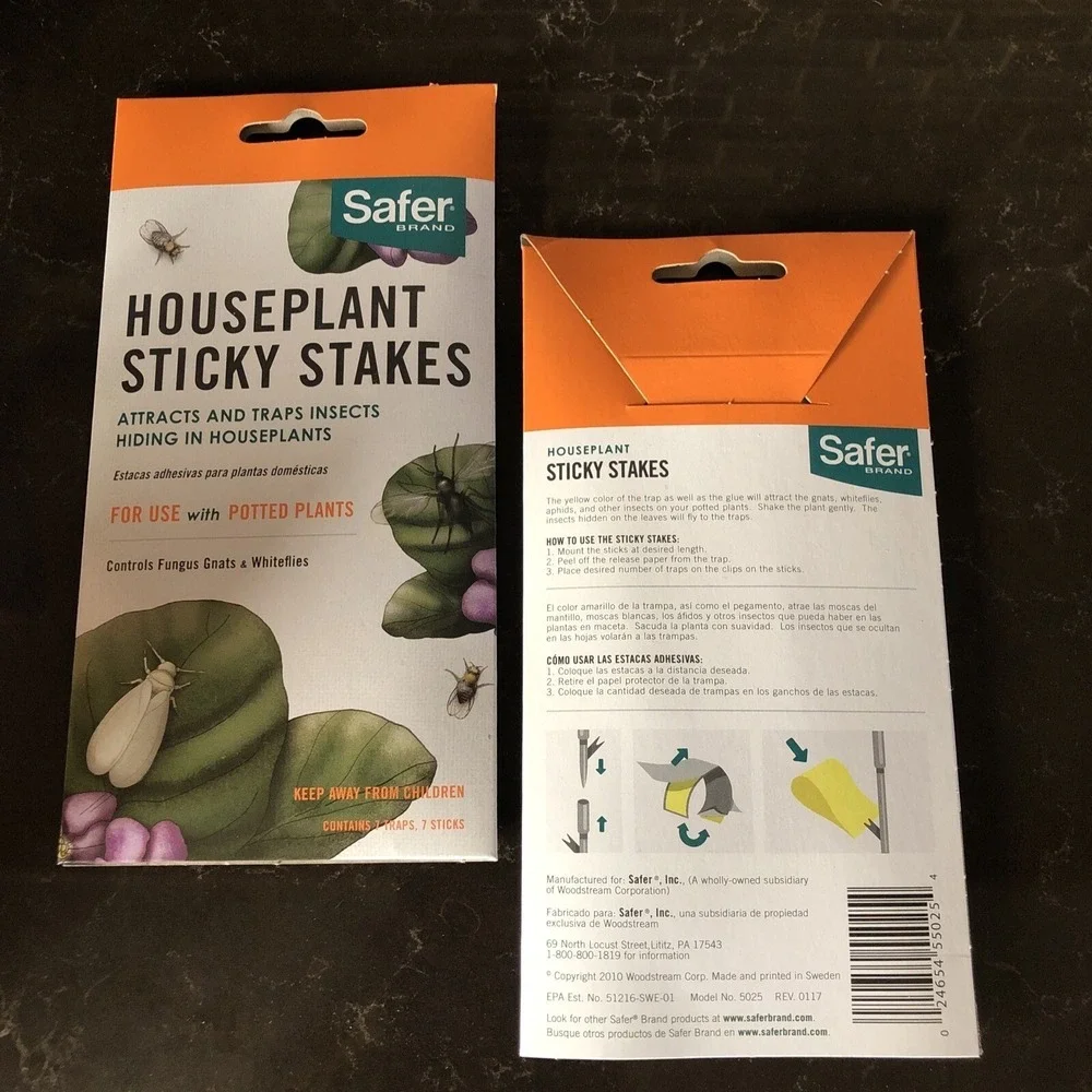 Safer Brand House Plant Sticky Houseplant Stakes 1 Pack of 7 Traps‎ Insects Bugs